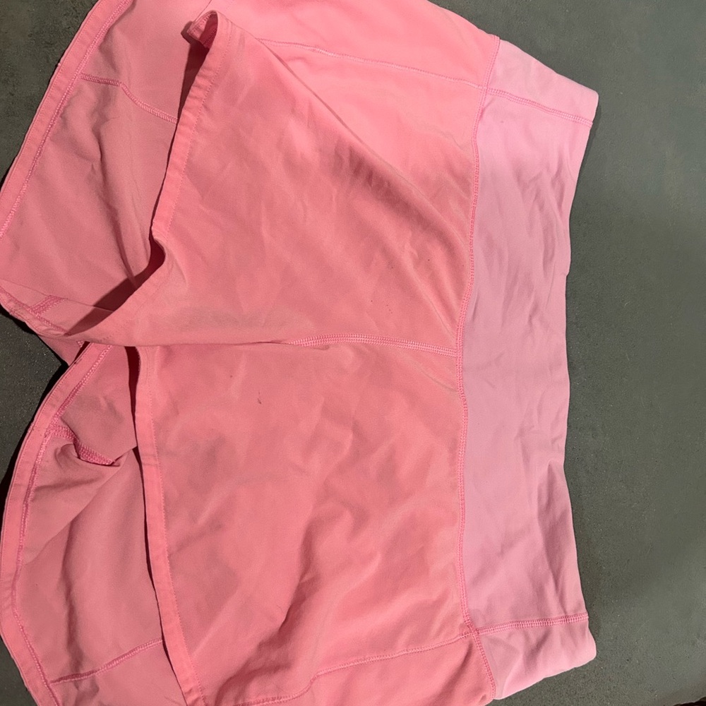 Lululemon baby pink shorts, good condition with 2 tiny spots on it. Mesh sidings